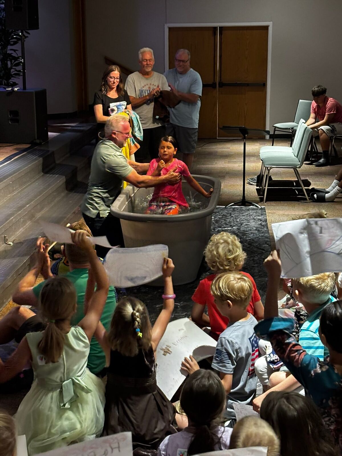 A child being baptized at Connect Church
