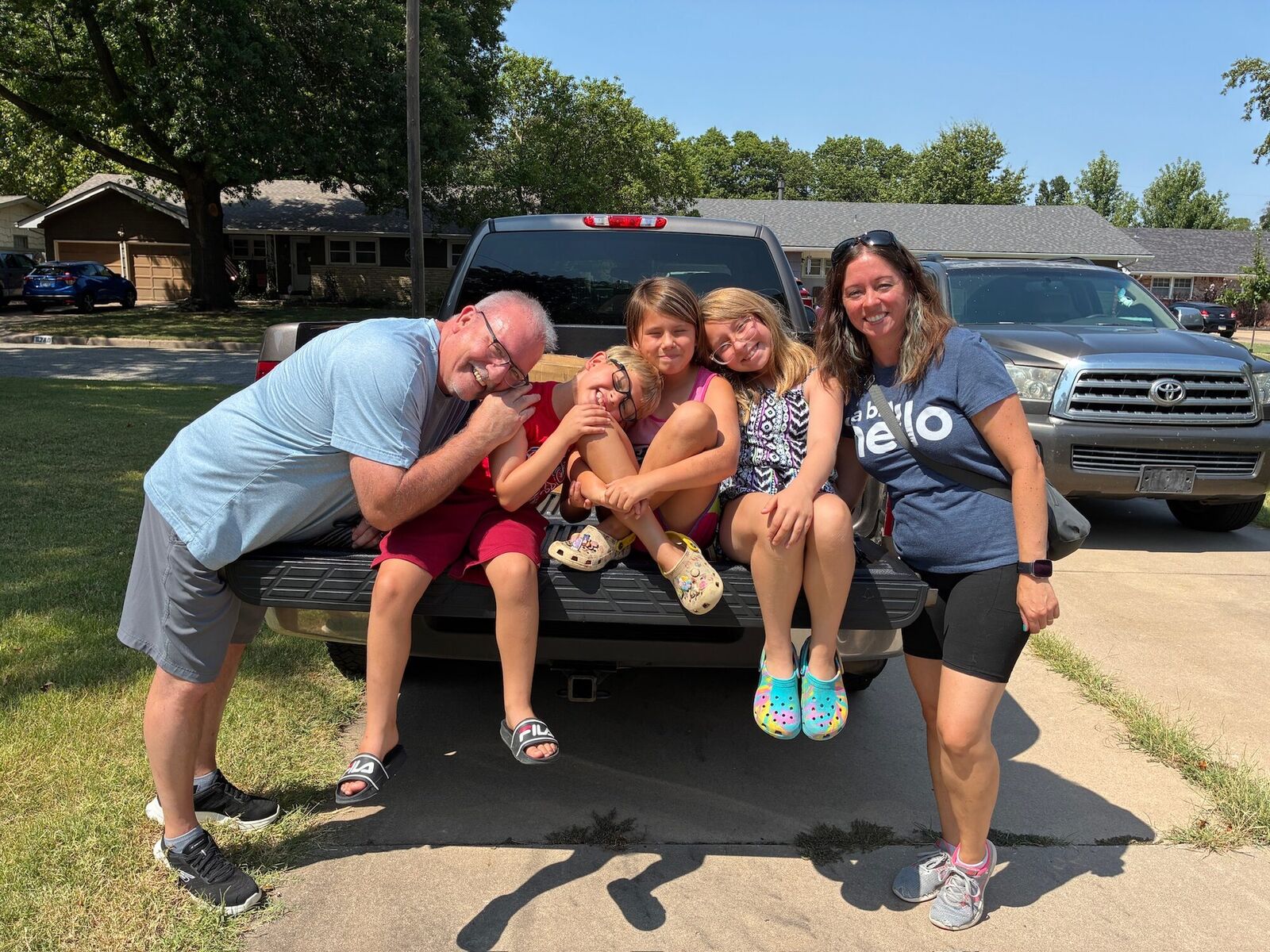 Connect Church families hanging out on a pickup tailgate